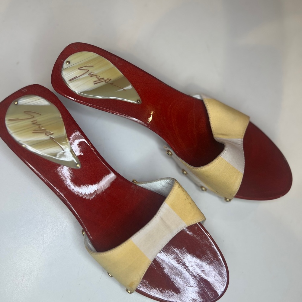 Giuseppe Zanotti Yellow & White with Red Hardwood Slides